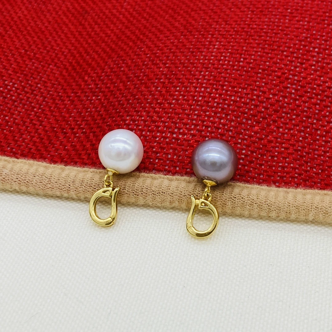 万能扣淡水天然珍珠11-12点位正圆白色/紫色通体银单珠吊坠百搭扣