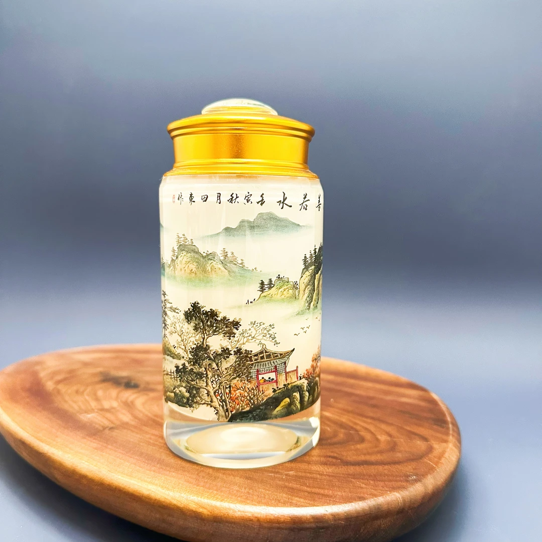 匠心独韵内画茶叶罐手工内壁绘画小号随手礼中国风实用桌面茶具
