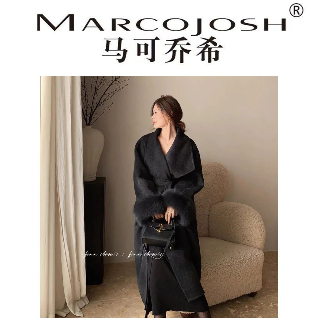 MARCOJOSH/马可乔希气质百搭休闲羊.毛大衣时尚轻奢针织战袍8577