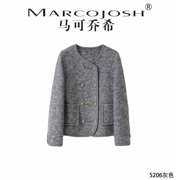 MARCOJOSH/马可乔希气质小香风羊.毛大衣轻奢显瘦双面战袍5206