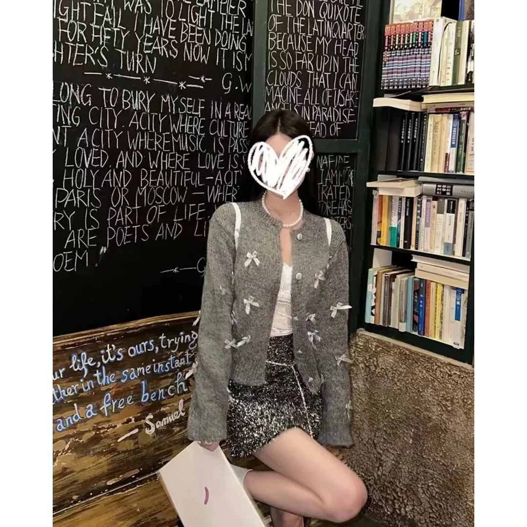 高级感设计感气质针织开衫毛衣女春秋季新款时尚百搭亮丝包臀裙