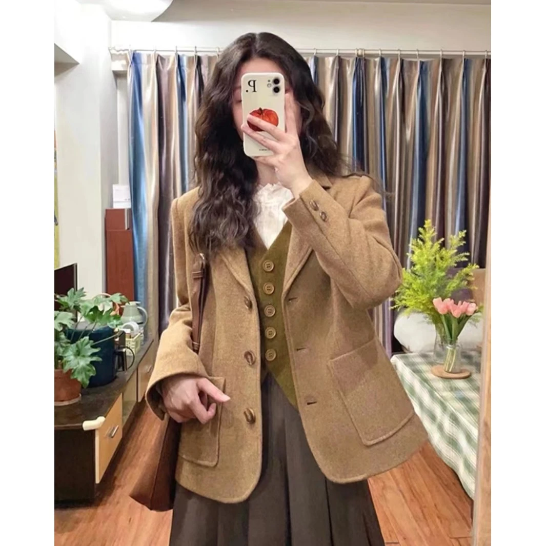 西装外套套装秋冬小香风减龄马甲复古衬衫气质高级感裙子四件套女