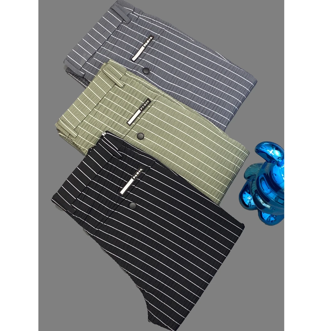 气质黑色春季薄款冰棉高弹 欧货竖条时尚男士小直筒西裤休闲裤