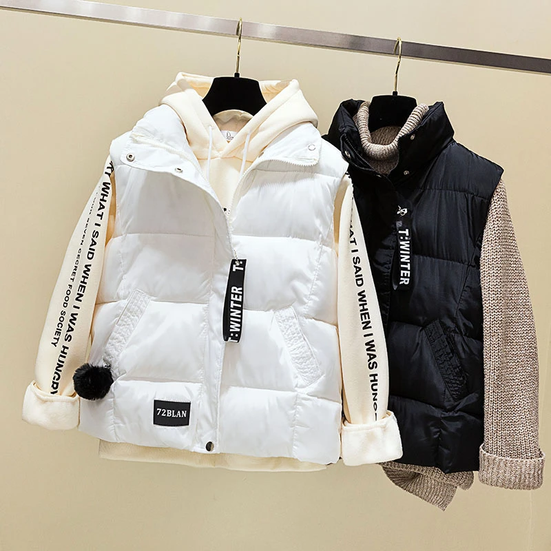 2023新款短款棉服女马甲秋冬季宽松学生韩版加厚棉衣棉袄背心外套