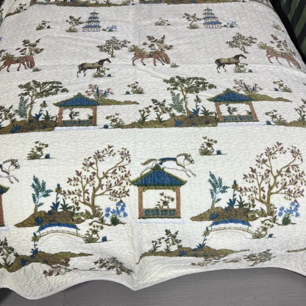 AB床盖 【诗情画意】 2×2.2（±5cm）宝宝绒，自由针绗缝工艺，4斤多