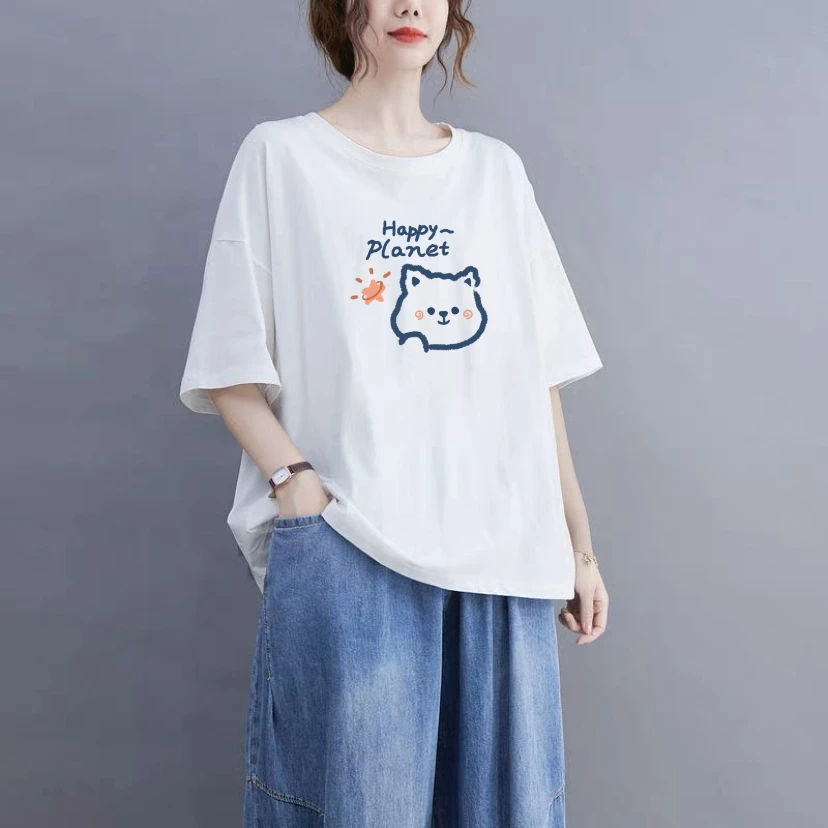 100%纯棉短袖t恤女夏季2023新款洋气减龄上衣宽松大码休闲体恤潮