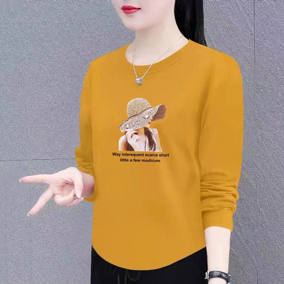 纯棉长袖t恤女装2025春秋季新款大码宽松显瘦打底衫别致休闲上衣