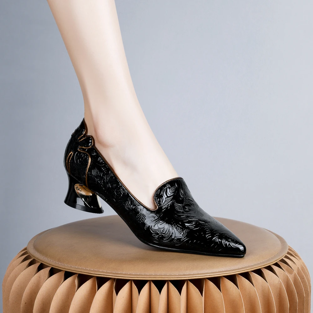 2024年新款欧美小众设计一脚蹬舒适不累脚软底尖头女深口单鞋6369