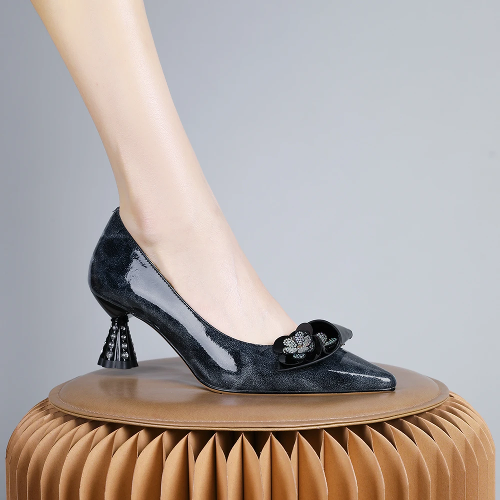 妮彩诗2024年新款欧美女鞋真皮百搭单鞋浅口洋气女鞋气质尖头1615