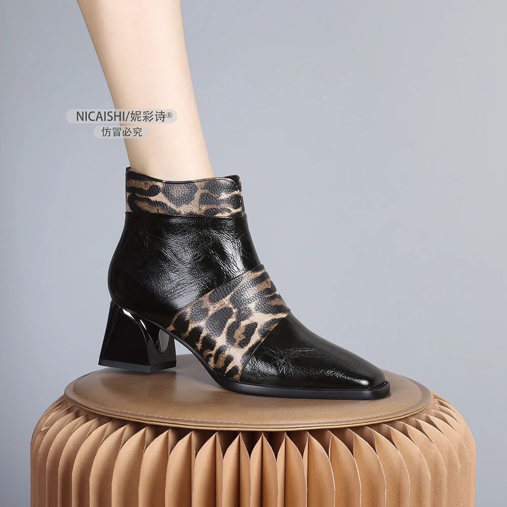 2024年新款欧美时装短靴平替好物保暖搭子时尚粗跟温柔及裸靴0714