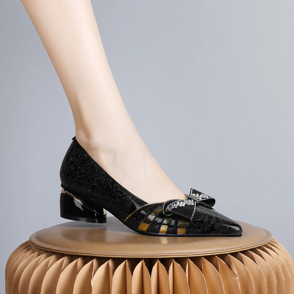 2024年新款欧美气质单鞋软底久站不累脚黑色百搭舒适低跟尖头0127