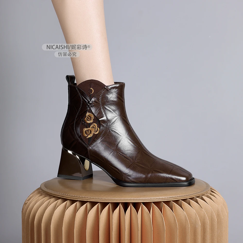 2024年新款欧美气质粗跟短靴女平替好物保暖搭子女靴时尚百搭0820