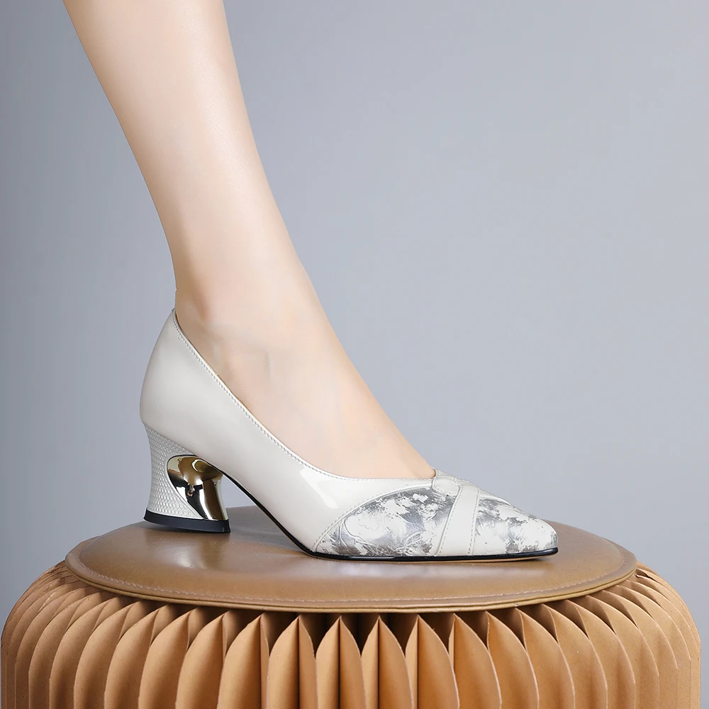 2024年新款欧美温柔女鞋百搭配裙子气质单鞋舒适粗跟软底尖头0046