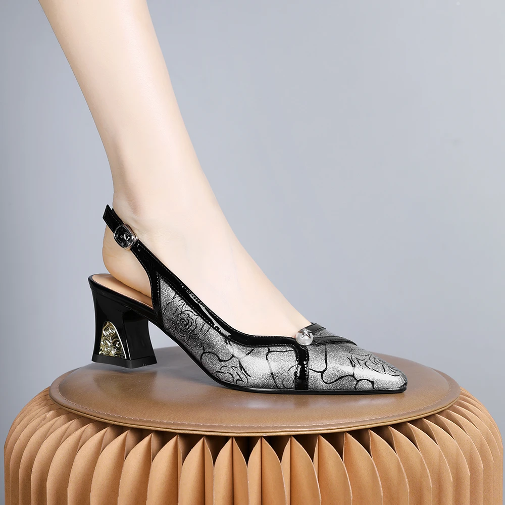 妮彩诗2024年新款法式尖头包头后空上班不累脚配裙子尖头凉鞋1803