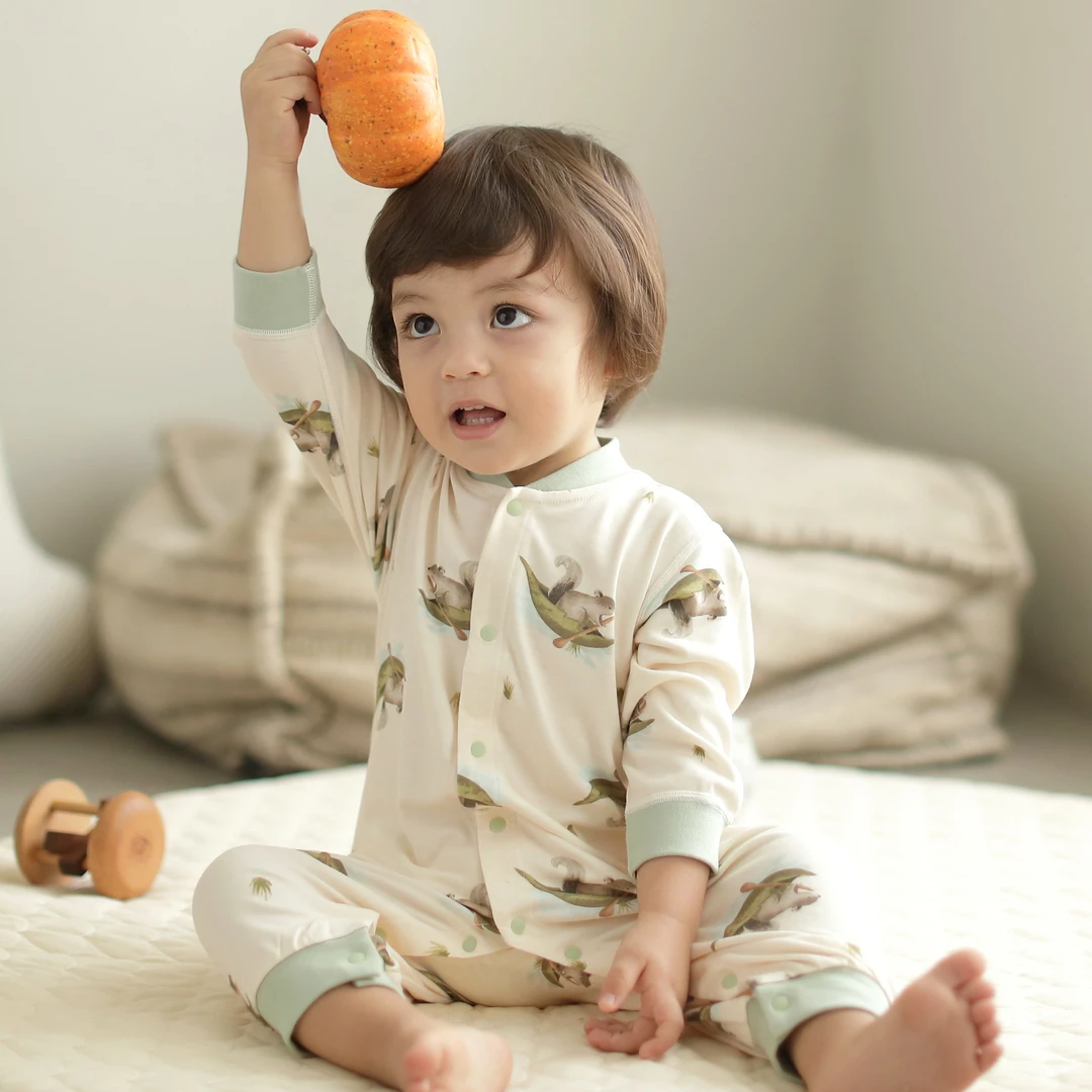 雅赞【新生婴儿连体衣】 柔软透气婴儿长袖护肚婴幼儿衣服