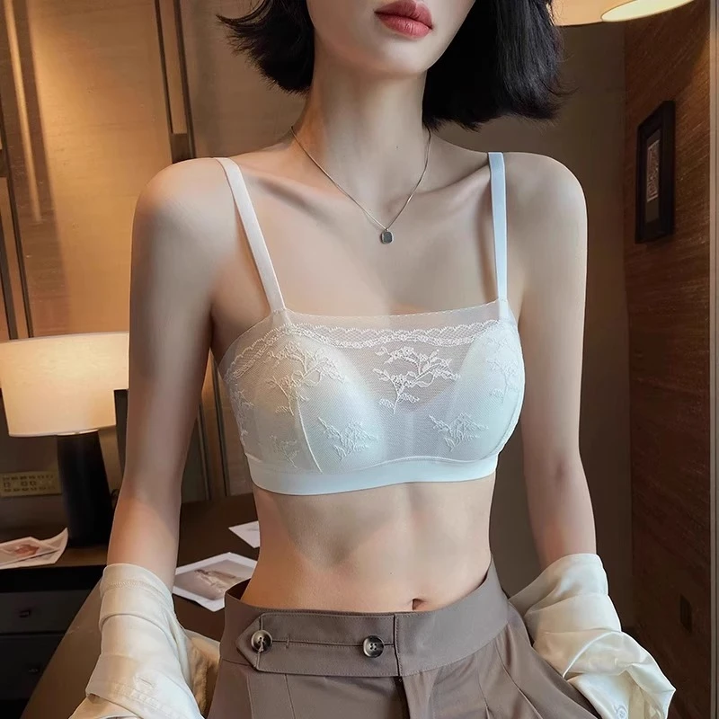 抹胸内衣女士小胸蕾丝夏季隐形防滑收副乳大胸显小文胸罩超薄款