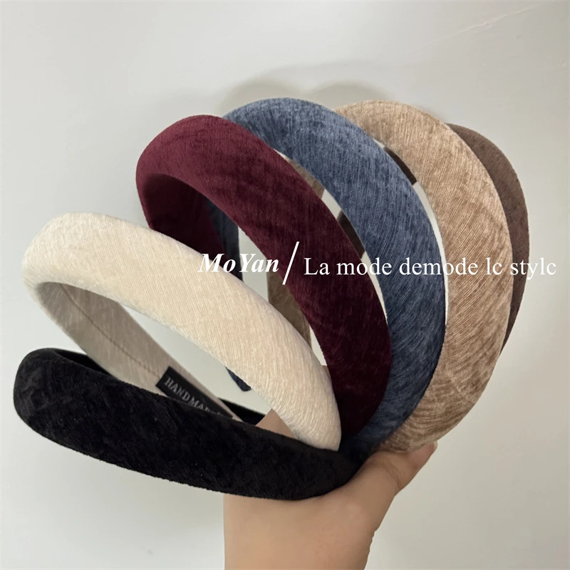 百搭秋冬新款雪尼尔绒面发箍简约气质网红头箍高颅顶压发发卡发捆