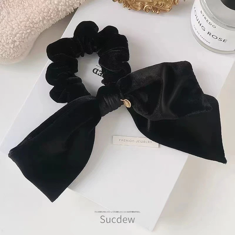 复古优雅气质丝绒蝴蝶结大肠发圈高级感扎头绳发绳女2025新款皮筋