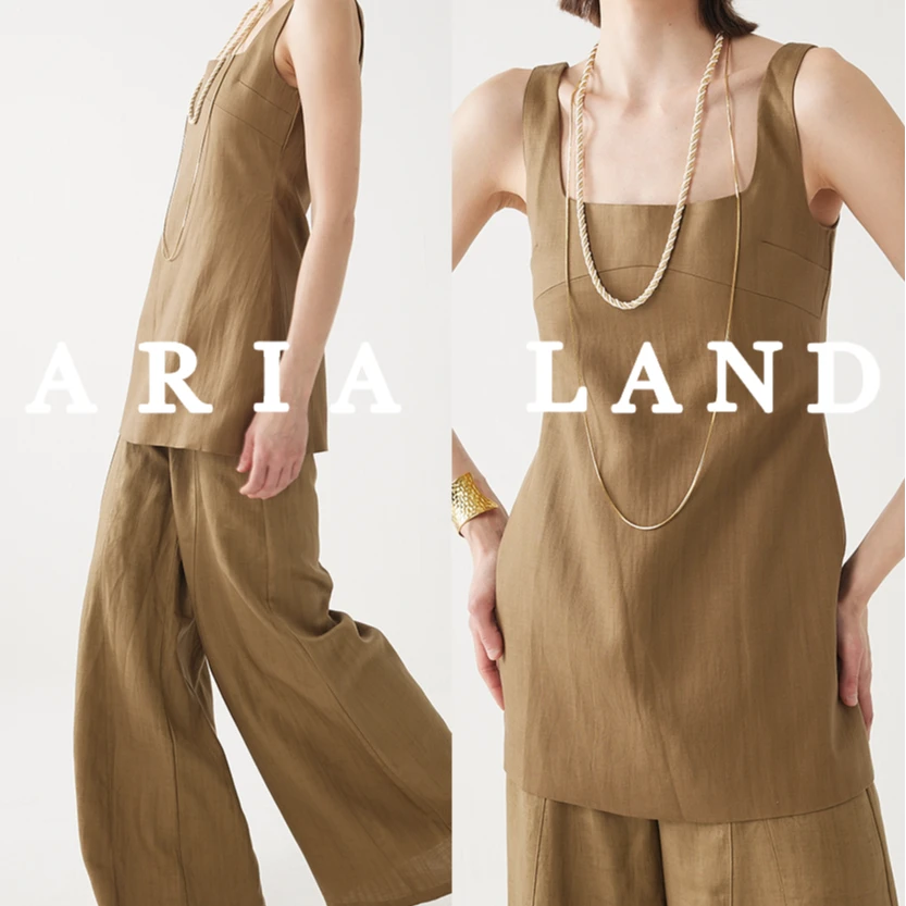 ARIA LAND 高定老钱风丝麻简约复古博主风 背心裙阔腿裤套装