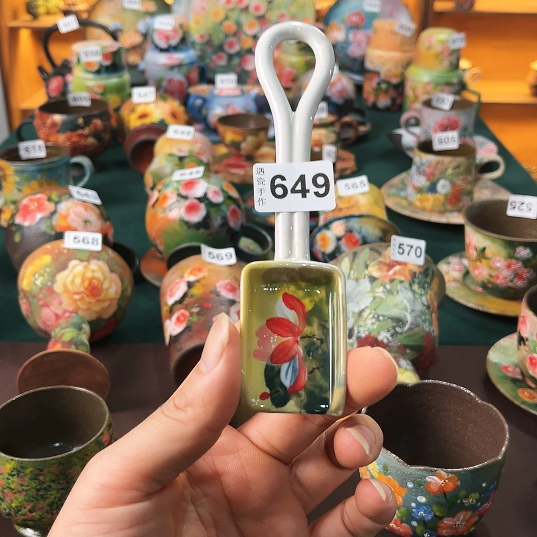 杯纯纯油画风瓢羹