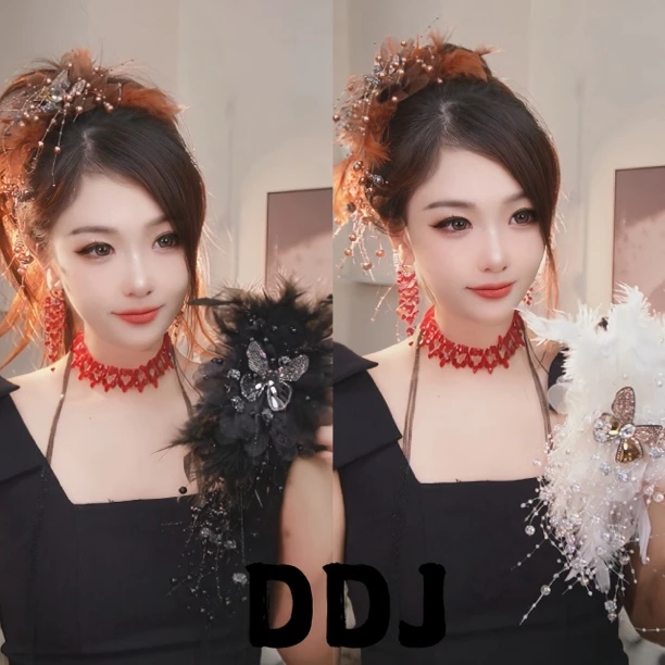 【语嫣】温柔百搭花朵羽毛蝴蝶流苏抓夹