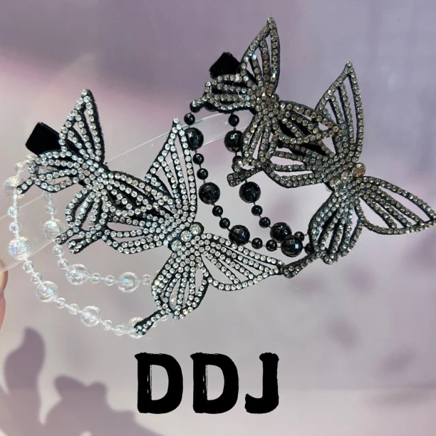 气质轻奢简约满钻蝴蝶珠珠流苏发夹发卡