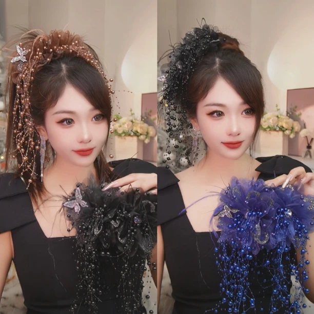 【碎冰蓝】气质轻奢简约百搭个性花朵蝴蝶流苏抓夹