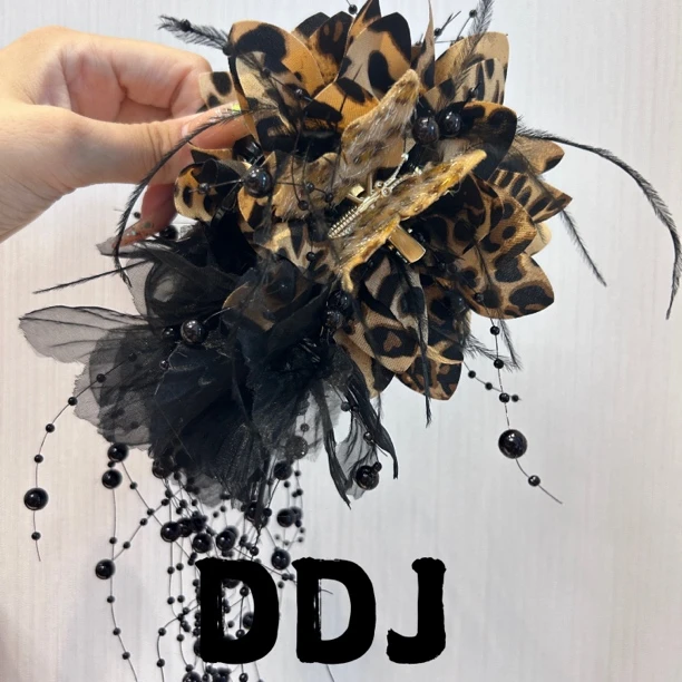 【秋御】百搭气质个性豹纹花朵蝴蝶流苏抓夹