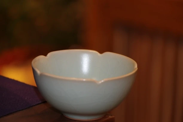 晓芳窑 汝窑天青开片葵口杯 汝窑杯陶瓷主人杯天青釉名窑