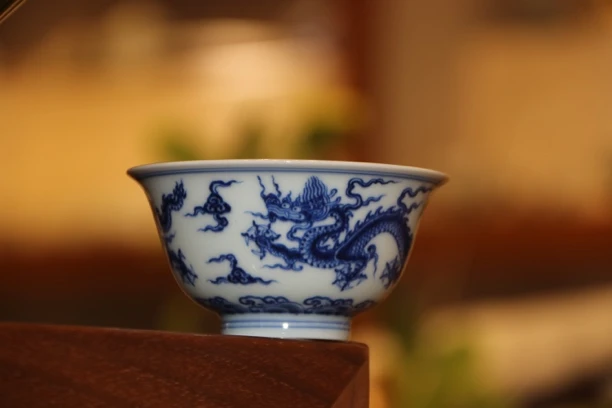 景德镇 歆蕴山房 手绘 青花龙纹杯主人杯陶瓷全手工名窑纯手工