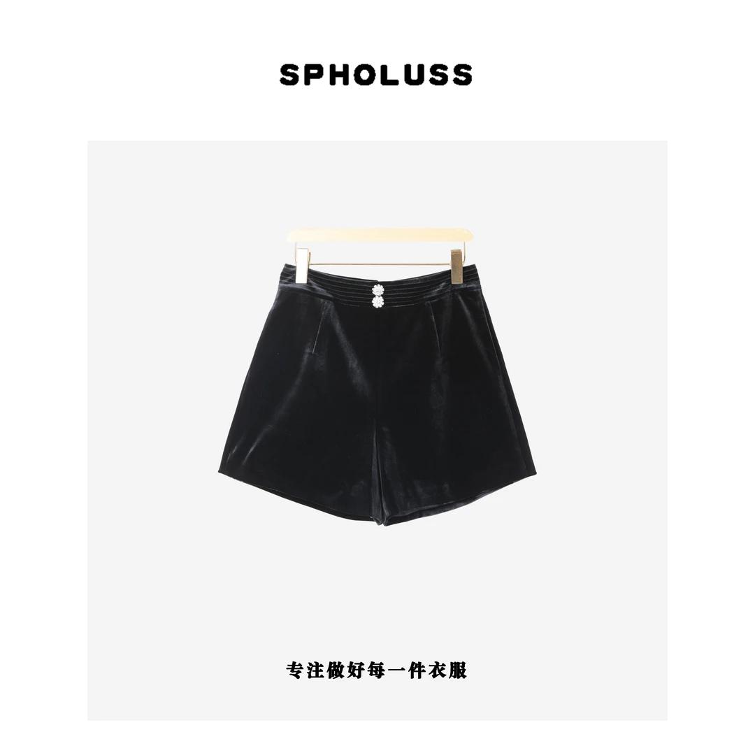 【丝芙玉禄】（Y81）丝绒百搭气质设计感时尚真丝丝绒裤