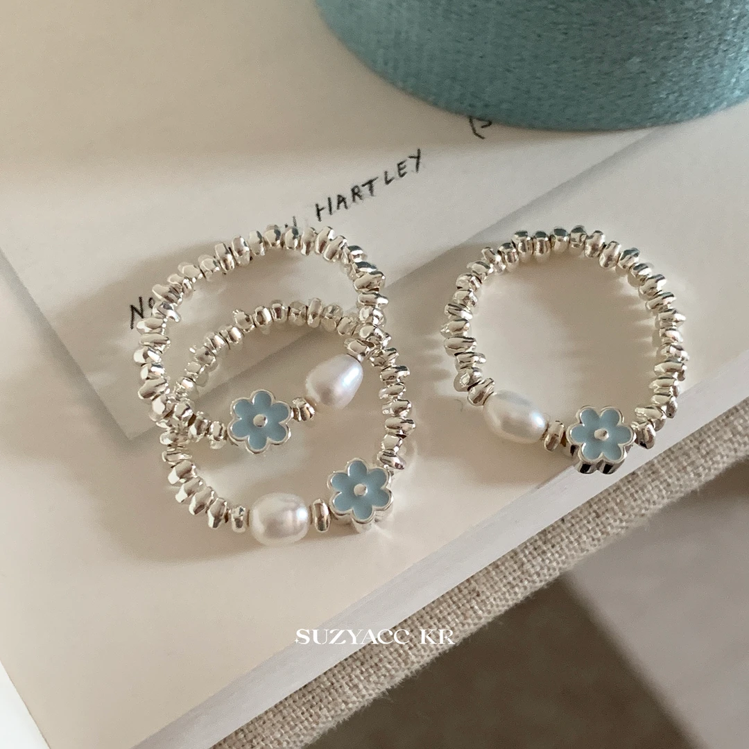 Suzyacc Kr碎银子花朵淡水珍珠【小兰花】气质百搭小众清新DJ0085