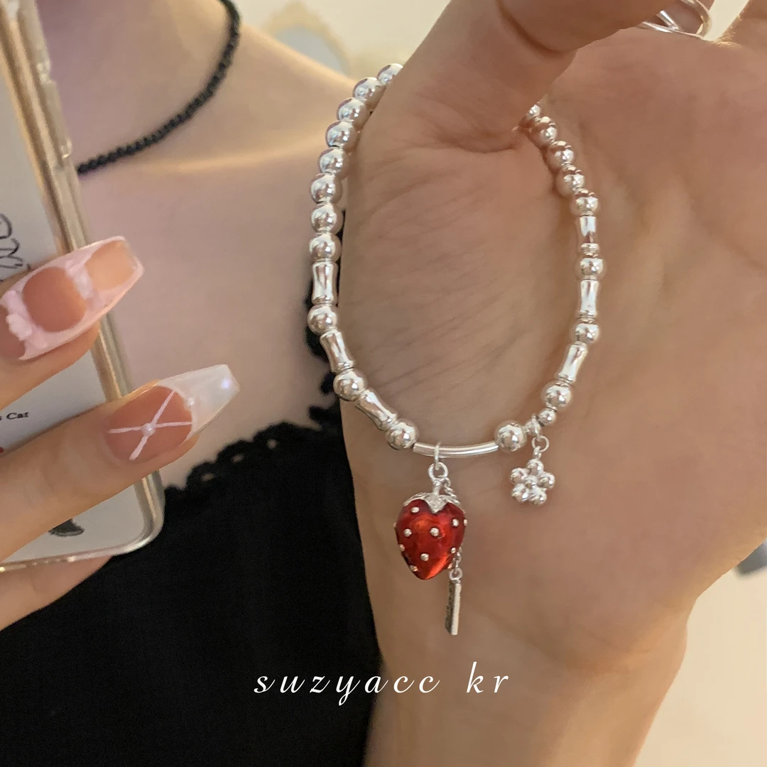 Suzyacc Kr 925银手链  【莓有烦恼】草莓手链女小众精致轻奢DC0032