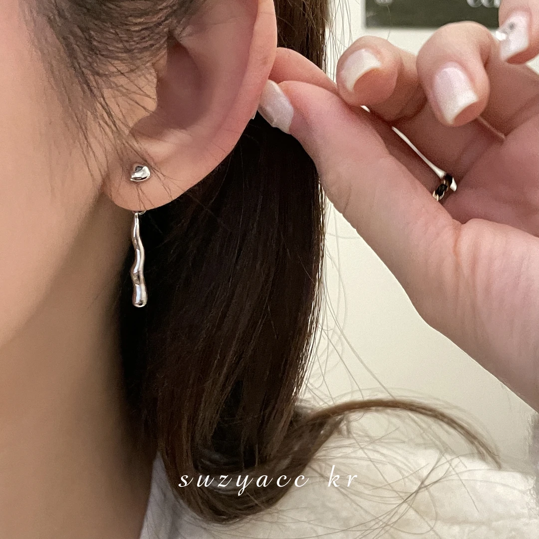 Suzyacc Kr 合金耳饰 小众设计感极简风不规则耳环时尚百搭E2145