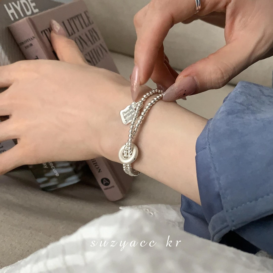 Suzyacc Kr 925银手链 【双层米珠】 百搭弹力绳手链气质轻奢DC0033