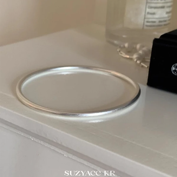 Suzyacc Kr 925银手镯 【乾坤圈】磨砂素圈闭口串珠手链百搭 DC0130