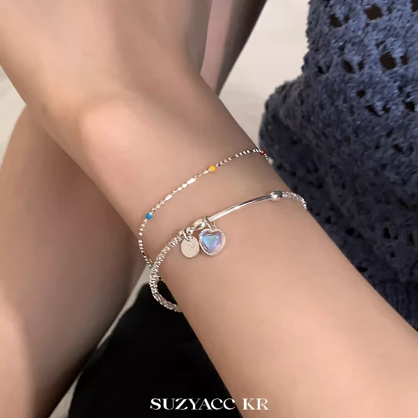 Suzyacc Kr 925银手链 绚烂甜美爱心手链幻彩手饰DC0125