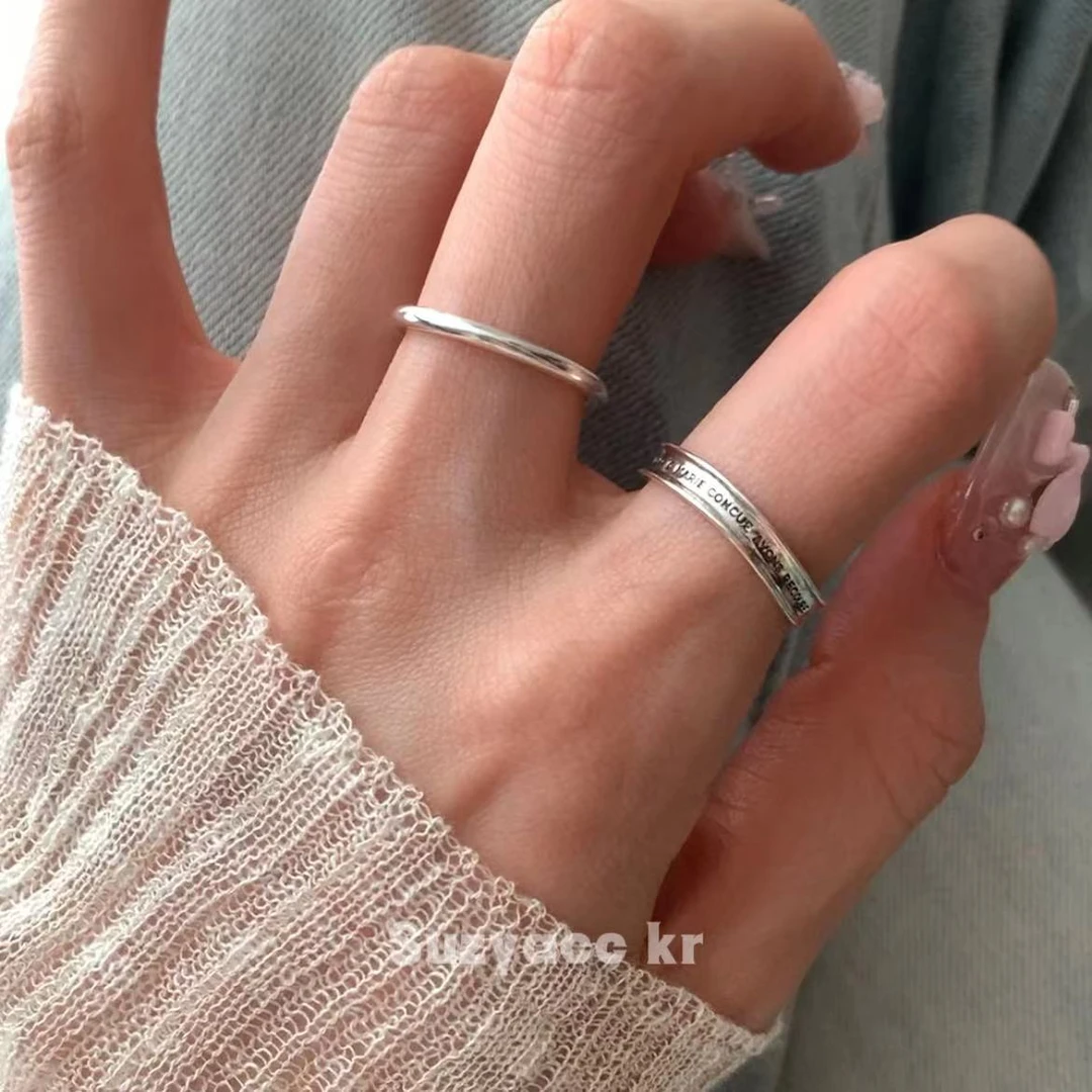 Suzyacc Kr 925银戒指  情侣对戒小众简约百搭戒指DJ0040