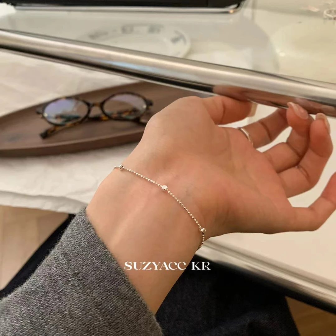 Suzyacc Kr 925银手链 百搭简约闺蜜ins韩版精致素款手链DC0098