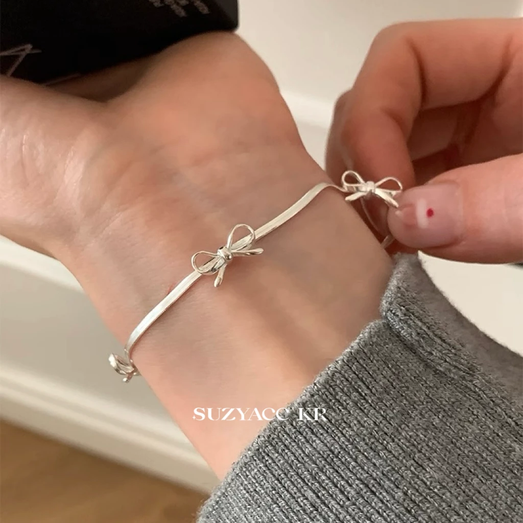 Suzyacc Kr 925银手链  少女蝴蝶蛇骨链手链甜美气质DC0082
