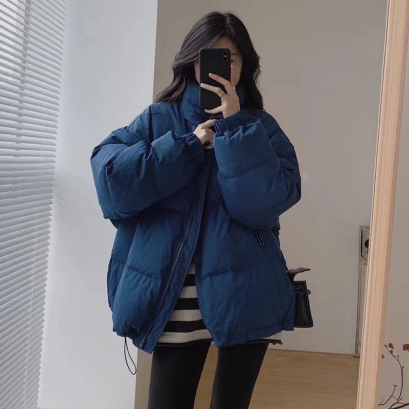 韩版立领羽绒服女短款2025年冬季新款宽松面包服女装加厚百搭外套