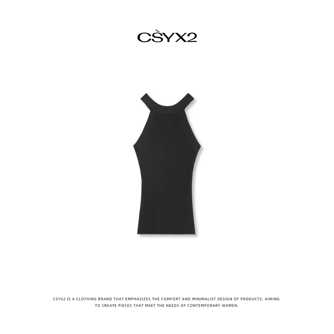 CsyX2-2025S/S夏季新款修身版型工字领交叉背带针织背心CSY-SC-S