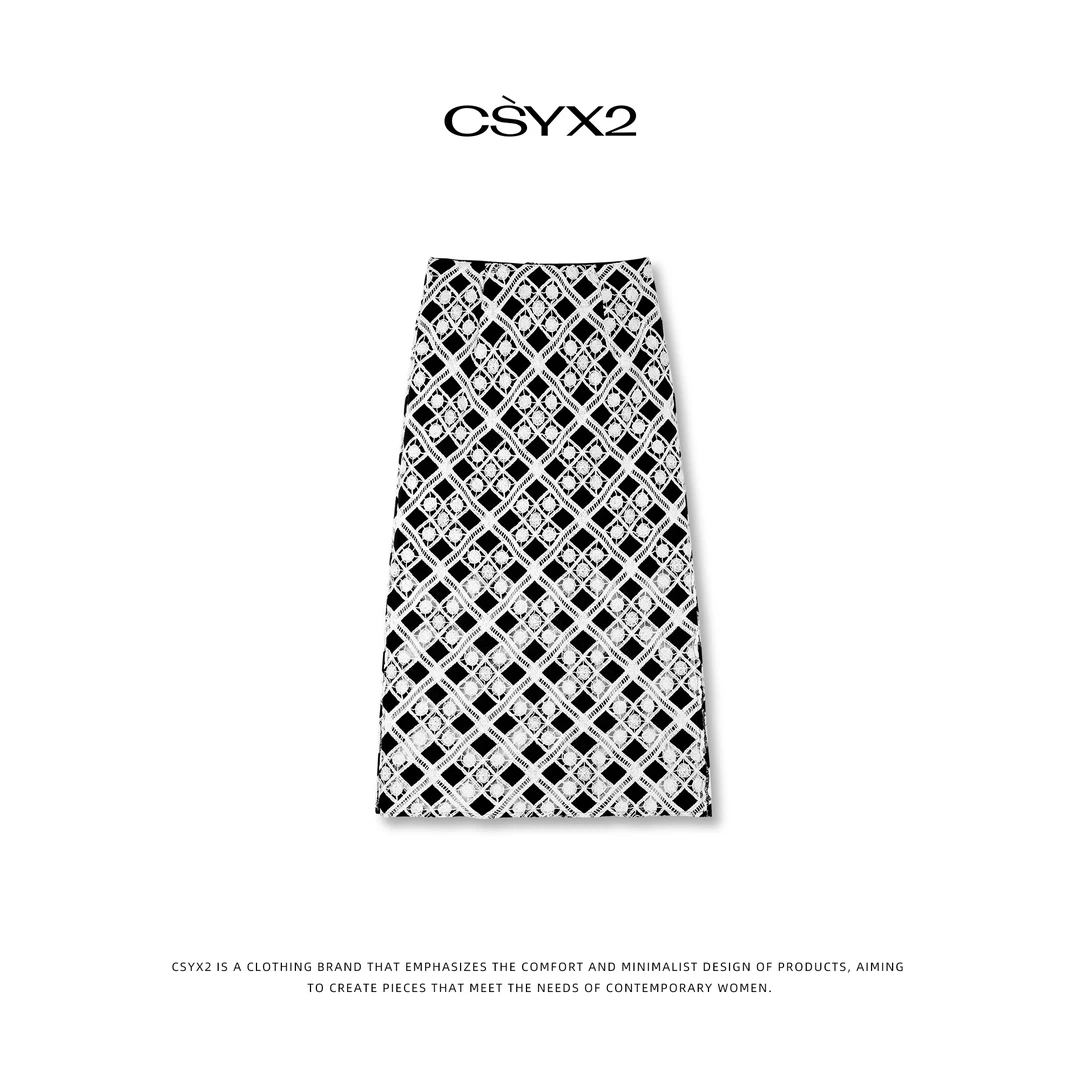 CsyX2-2025S/S早秋新款100棉刺绣太阳花纹半身裙 D40651