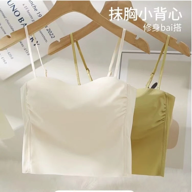 抹胸内衣女薄无痕大胸显小胸防走光裹胸美背吊带背心一体文胸夏季