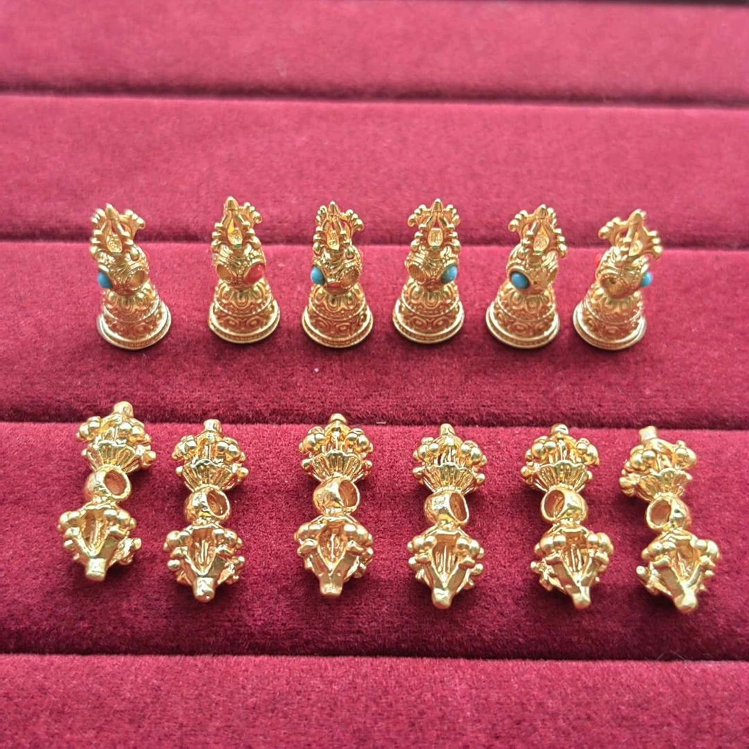 铜合金项链 藏式铃杵饰品配件古法金色精美时尚古风手工西藏首饰
