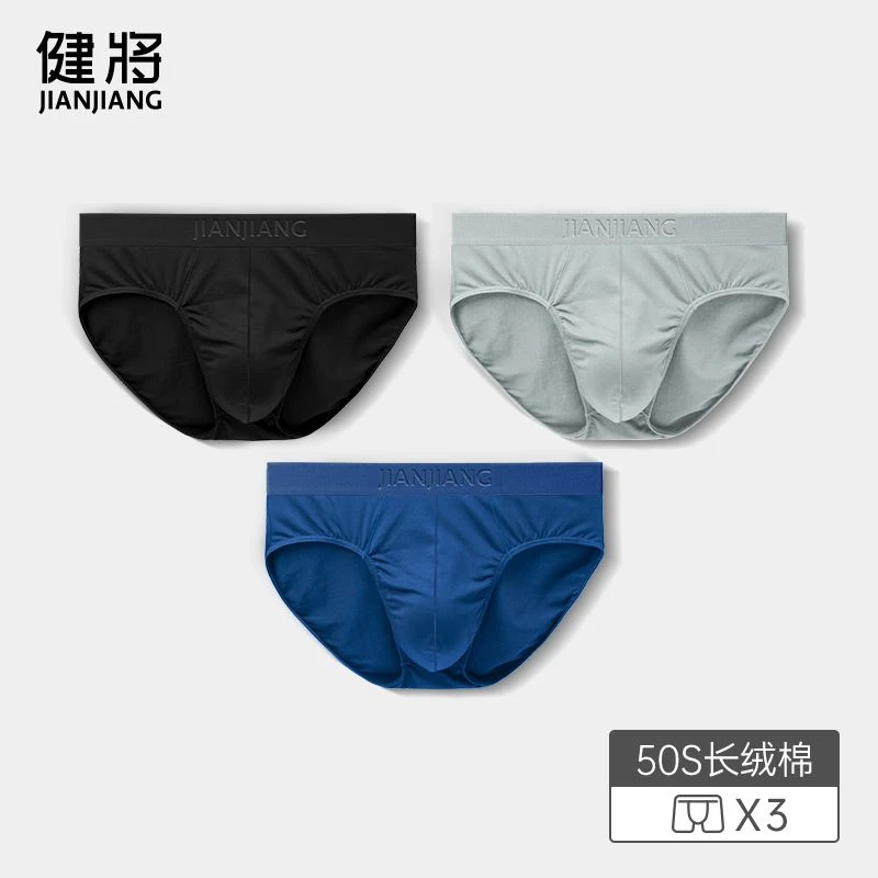 健将男士长绒棉三角内裤夏季大码舒适透气抗菌裆青少年运动三角裤