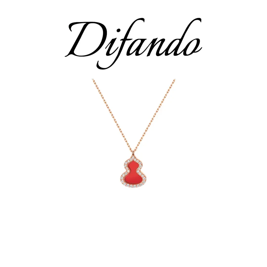 DIFANDO法式轻奢红色满边镶嵌葫芦女士气质项链X004