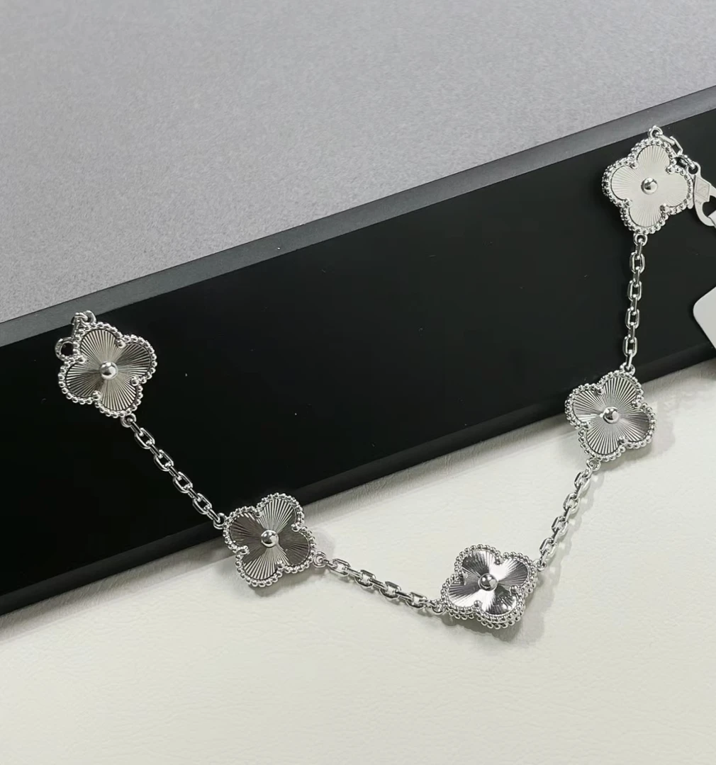 铜合金手链 DIFANDO经典百搭白金色全镭射轻奢五花气质手链