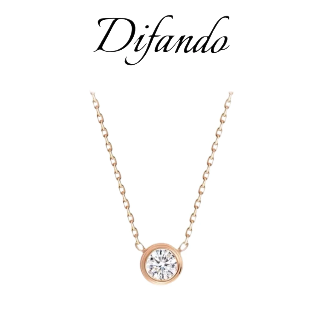 铜合金项链 DIFANDO法式轻奢单钻镶嵌小飞碟项链X055