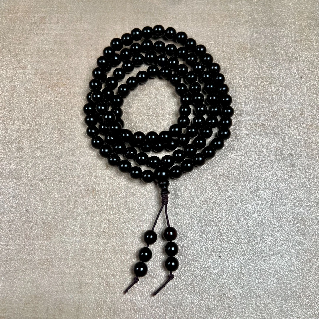 印度小叶紫檀佛珠手串项链款女神款0.6×108颗大满星